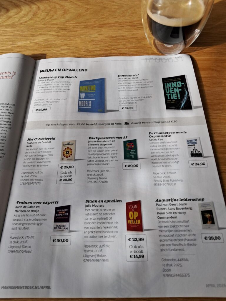 Foto van de rubriek Oogst in het magazine van managementboek.nl met het boek 'Innoventie!'